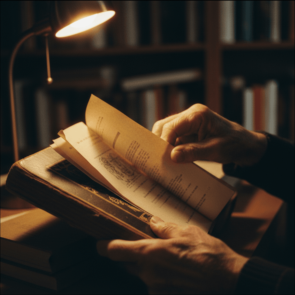 Turning a page of a book in low light