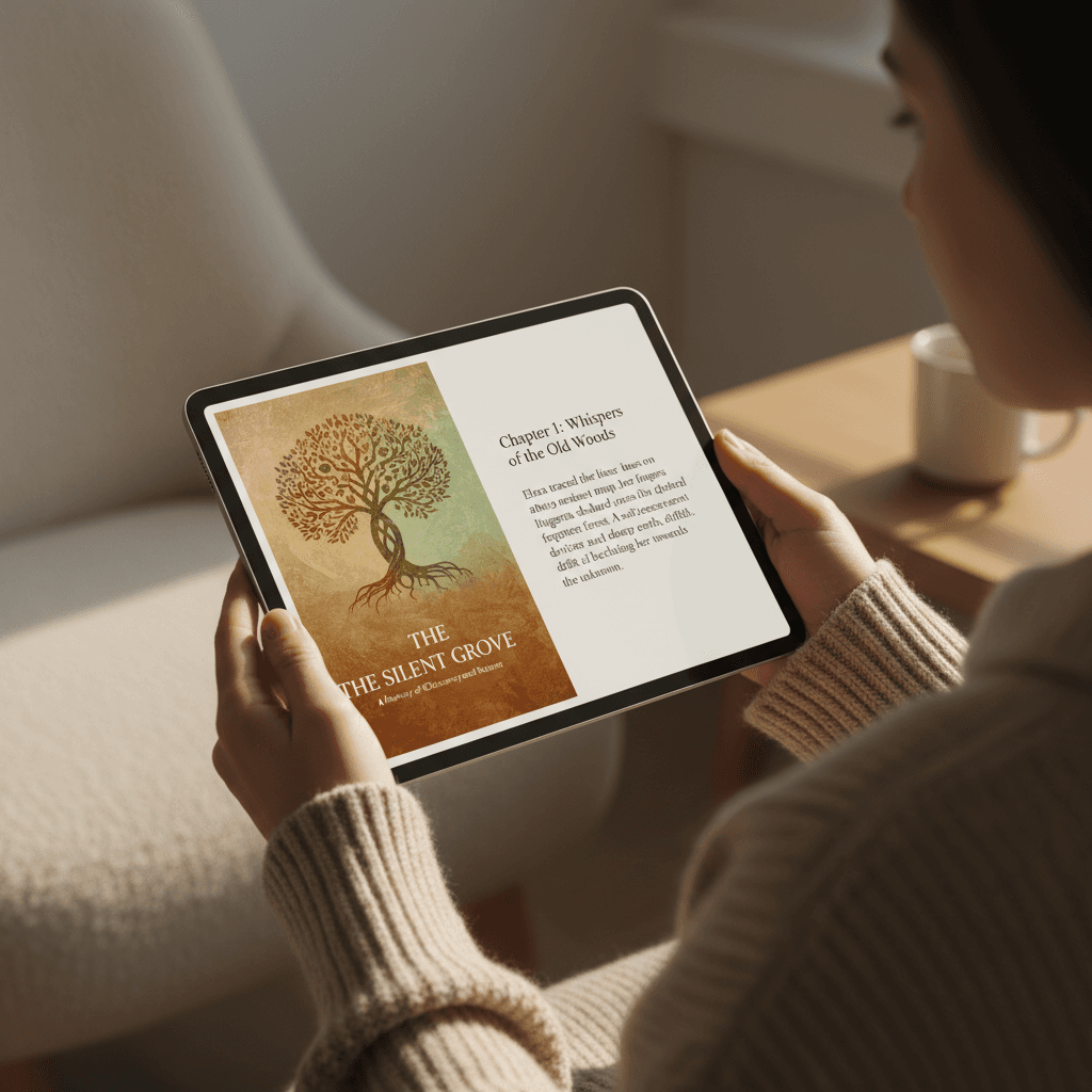 Kindle e-reader on a wooden table